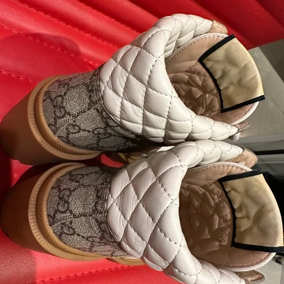 Gucci Women's Lace-Up White and Tan Boots - Picture 5 of 6